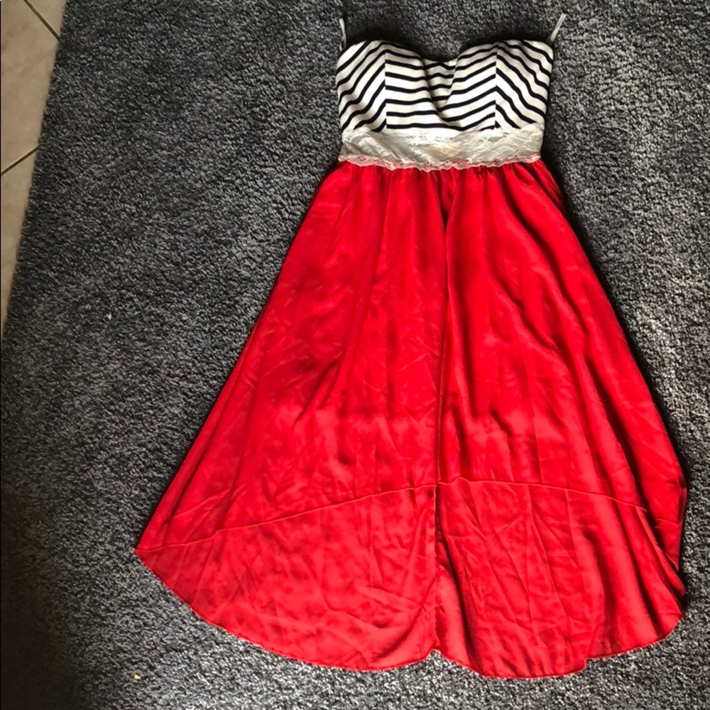 Red high-low dress
